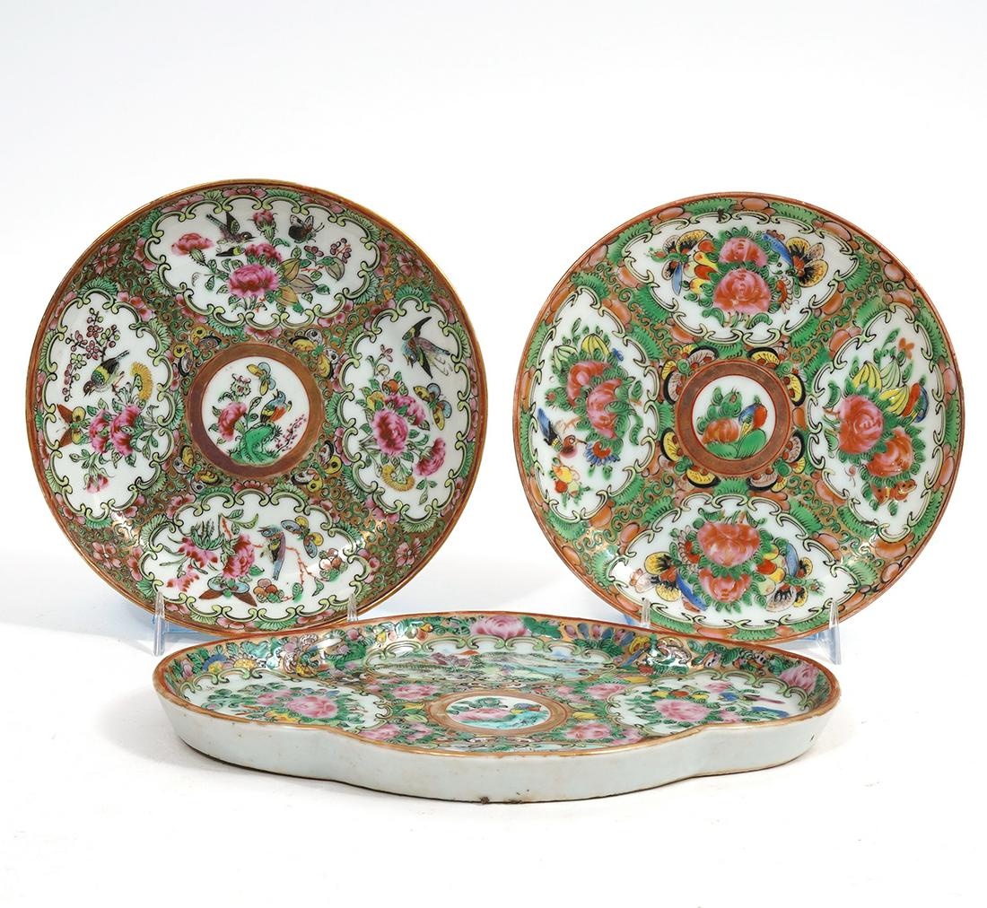 3 Pcs. Chinese Rose Medallion Porcelain (1 of 7)