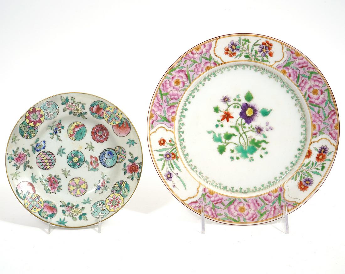 2 Chinese Floral Painted Porcelain Plates (1 of 7)