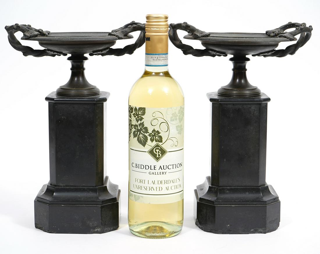 Pair of Neo-Classical Style Bronze & Slate Tazza (1 of 8)