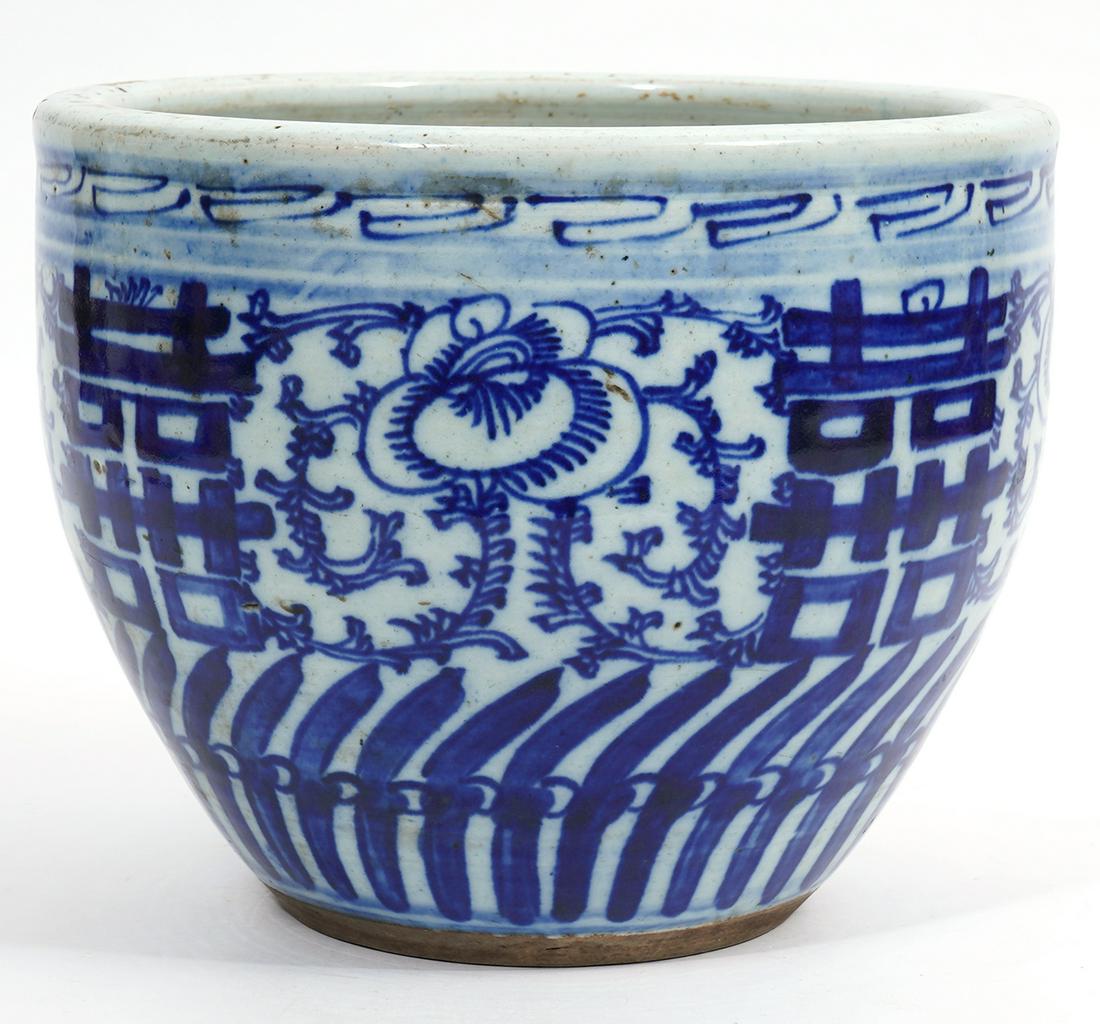 Chinese Cobalt Designed Porcelain Cachepot Planter (1 of 8)
