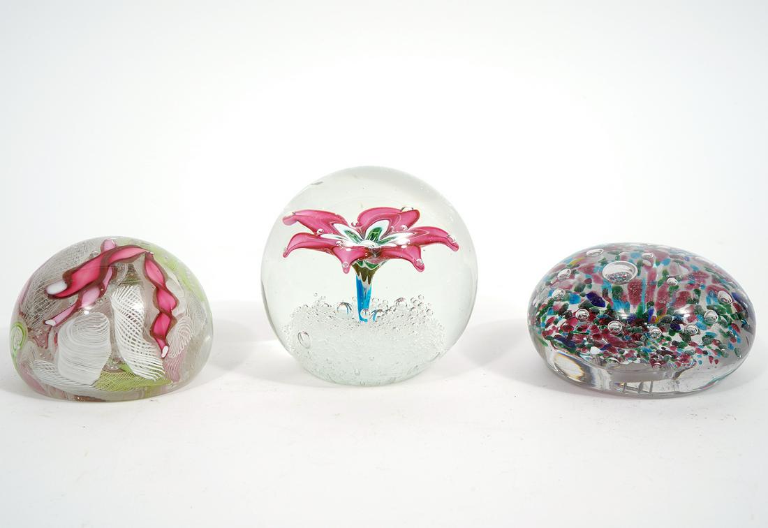 Three Art Glass Dome-Shape Paperweights (1 of 7)