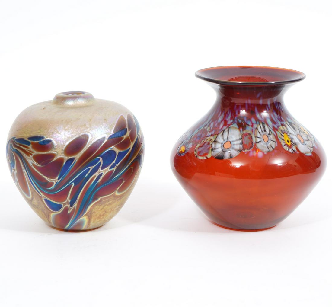 2 pcs. Art Glass Signed Vase & Scent Bottle (1 of 8)