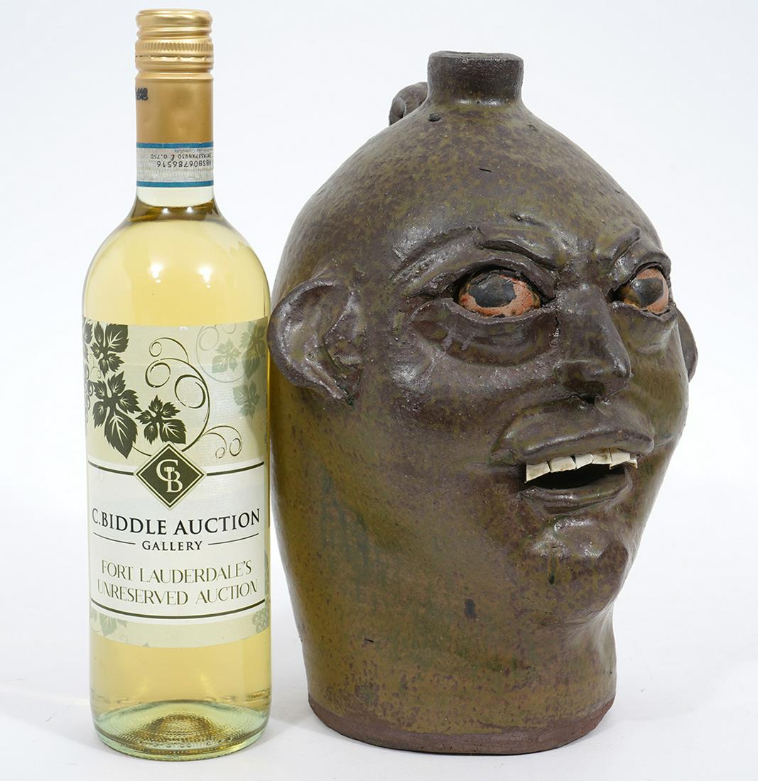 Chester Hewell American Folk Pottery Face Jug (1 of 10)