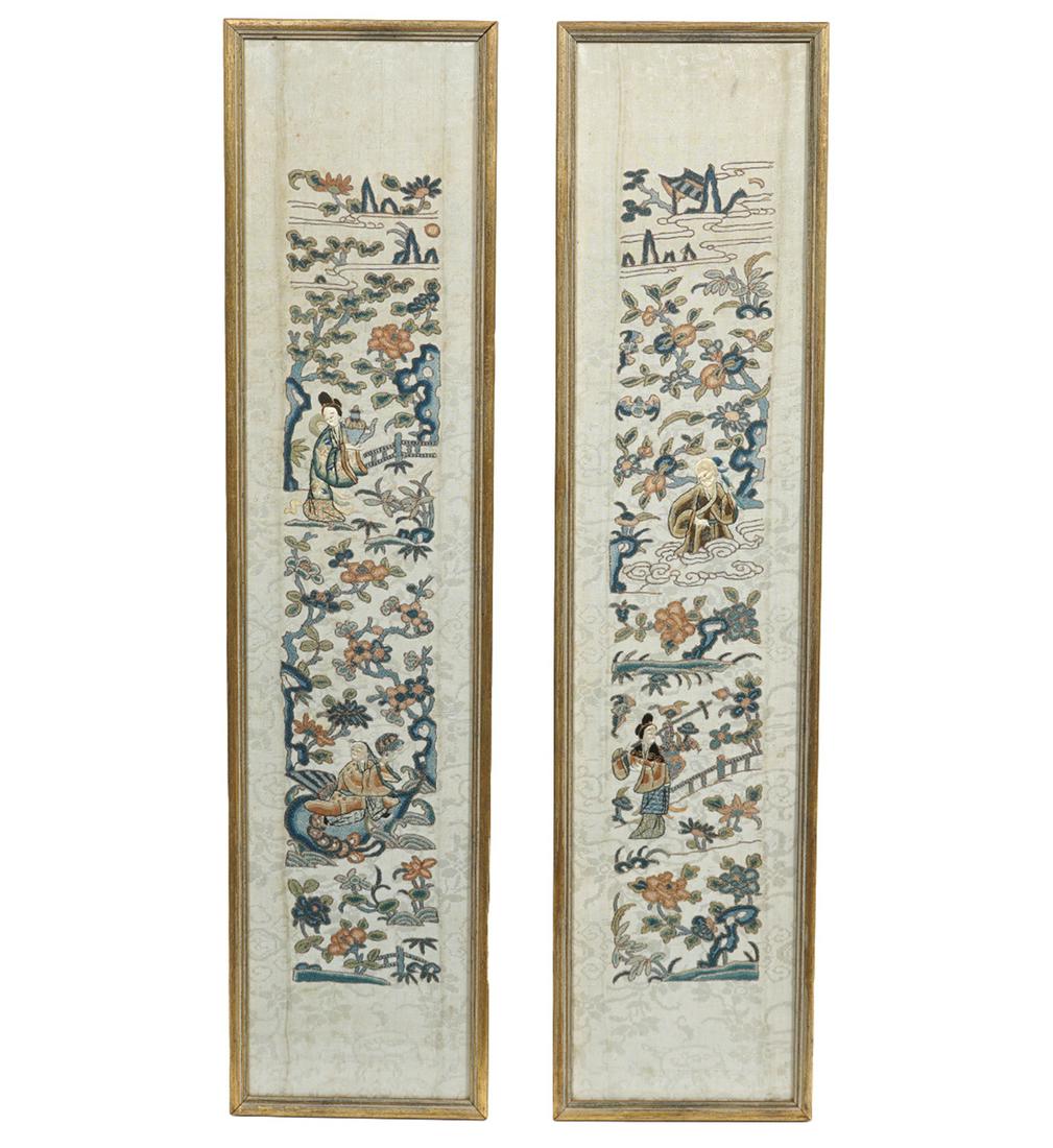 Pair of Chinese Embroidered Silk Panels (1 of 5)