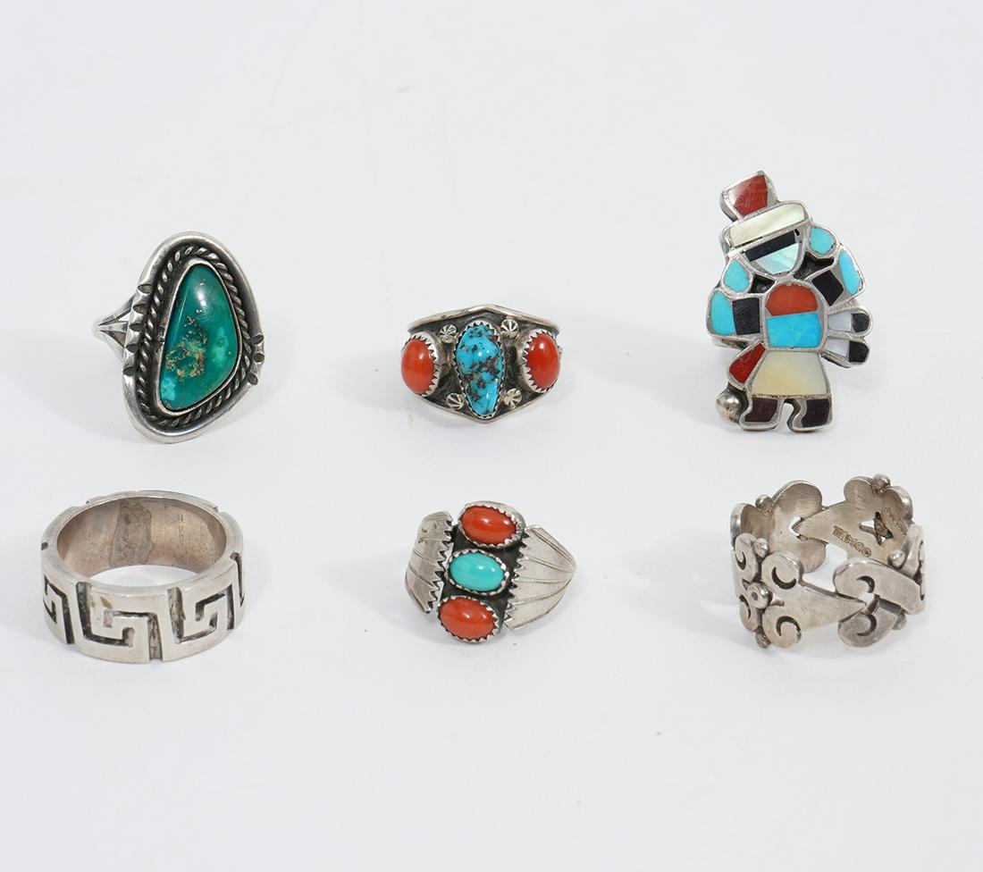 Group of Six Sterling & Stone Rings (1 of 9)