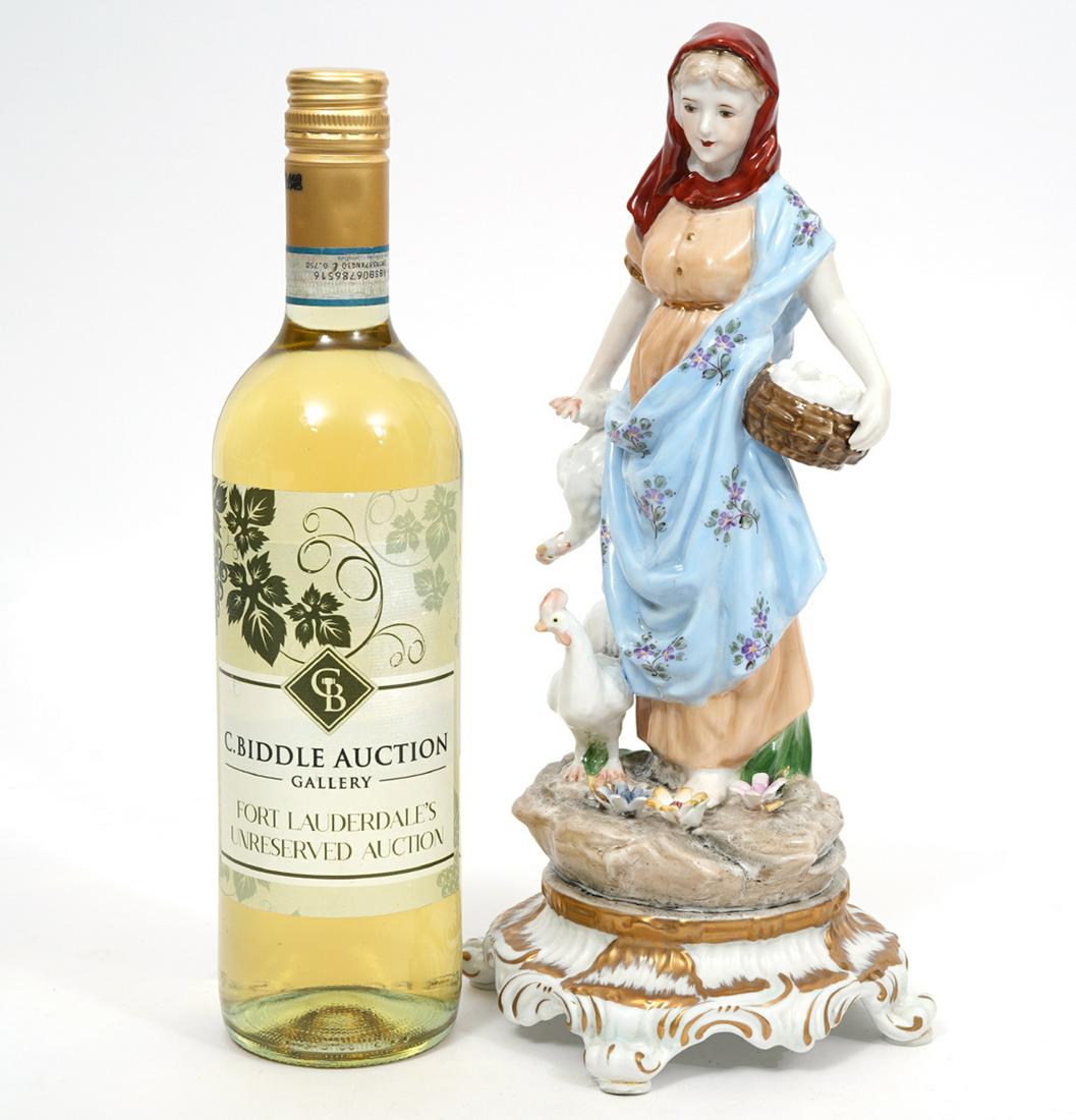 Meissen Style Porcelain Figure Maiden With Chickens (1 of 7)