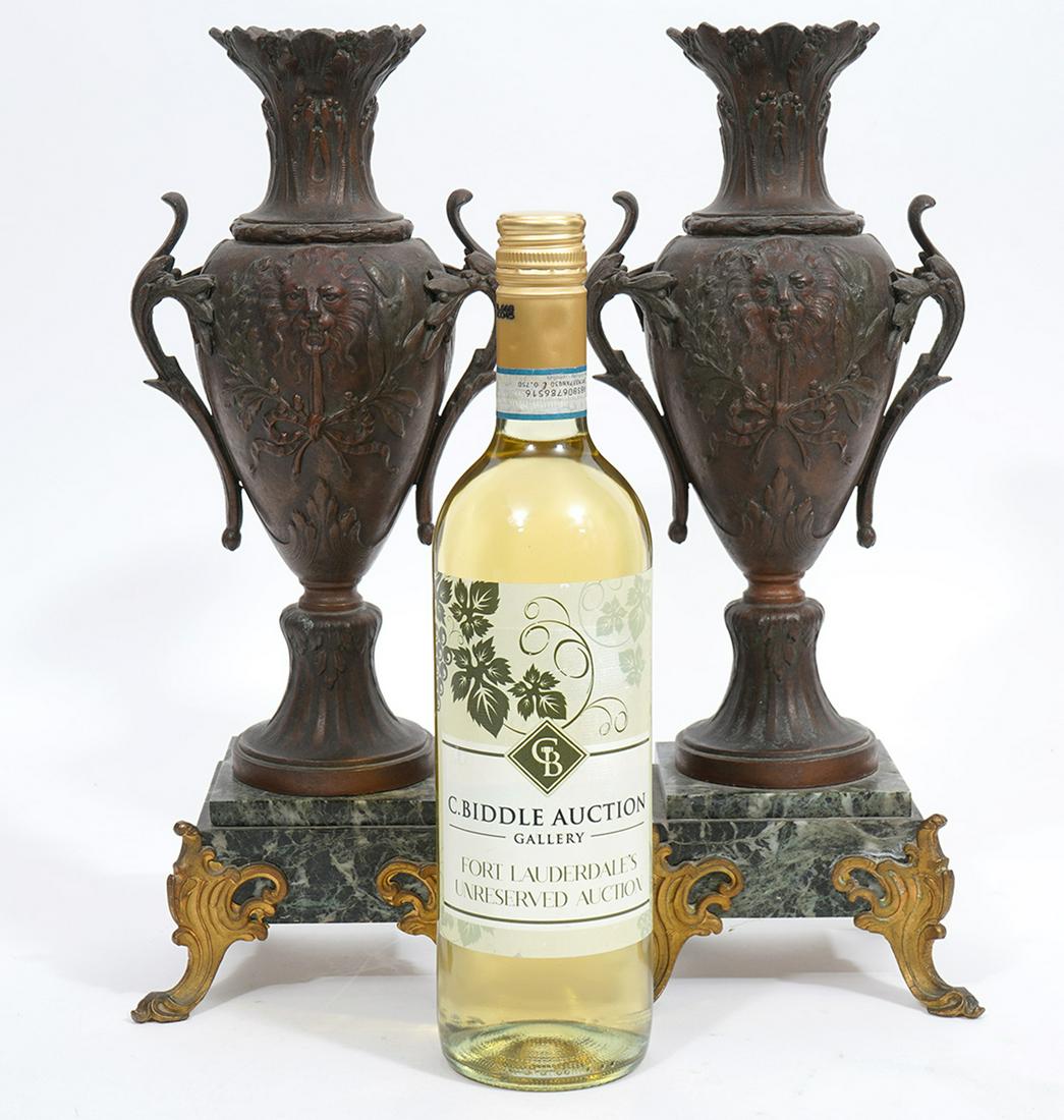 3pc Art Nouveau Spelter Clock & Vases Mounted on Marble (1 of 20)