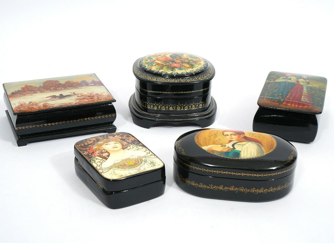 Group of 5 Russian Lacquer Boxes (1 of 13)