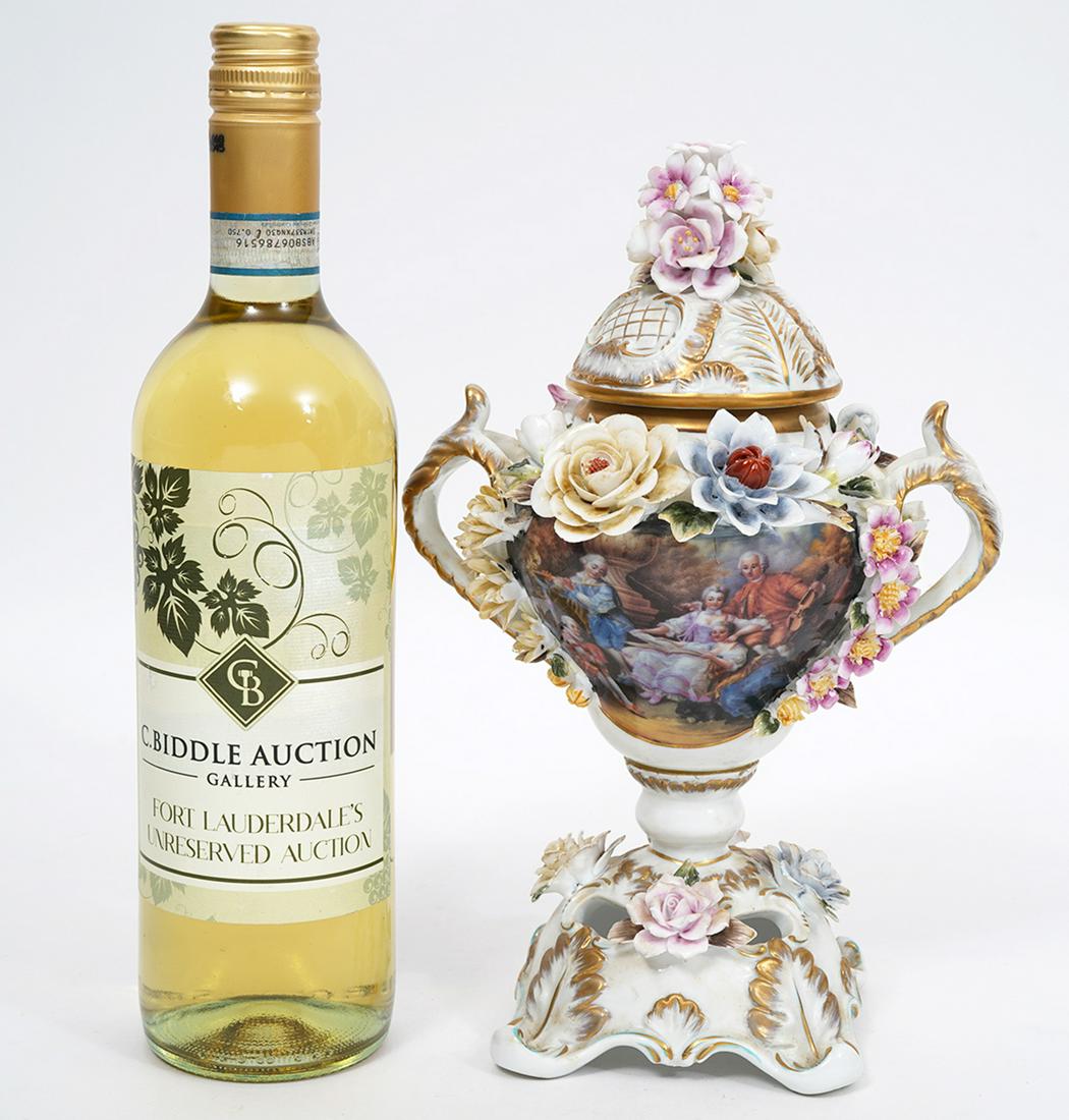 Meissen Style Flower Encrusted Porcelain Urn (1 of 10)