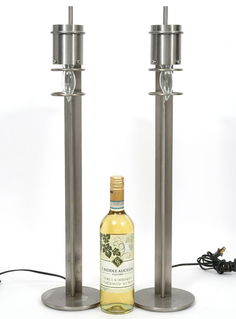 Pair George Kovacs Brushed Metal Table Lamps (1 of 10)