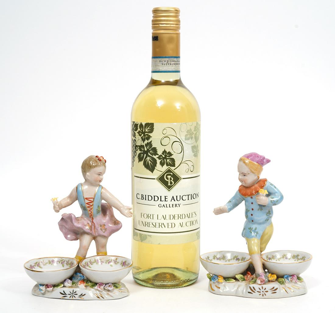 Two Meissen-Style Figural Porcelain Open Salts (1 of 6)