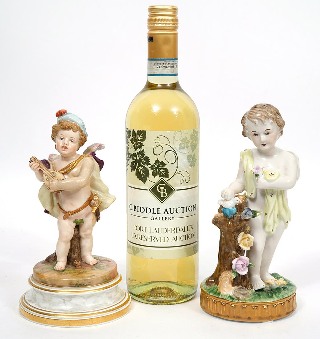 Two Meissen Style Porcelain Cherub Figures (1 of 8)