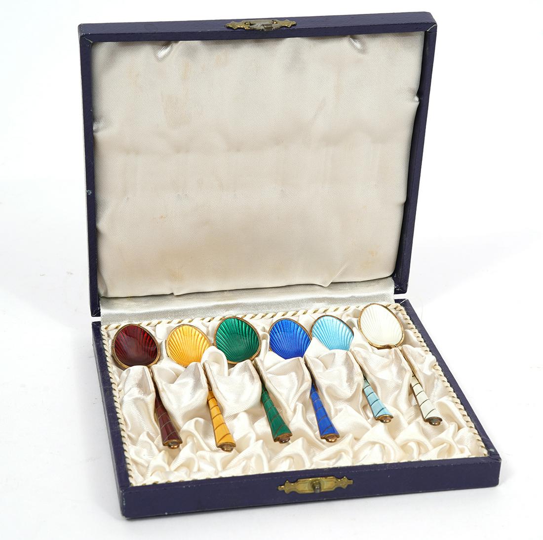 6 Egon Lauridsen Denmark Enamel Sterling Spoons (1 of 7)