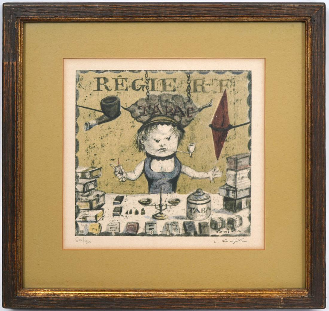 Leonard Foujita Lithograph 'Regie' on Paper #60/80 (1 of 5)