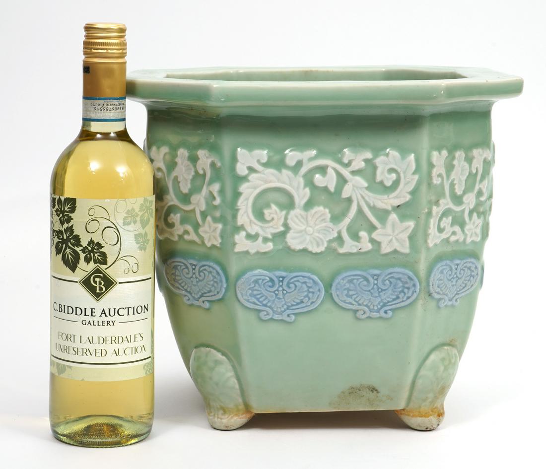 Chinese Celadon Green Porcelain Octagonal Planter (1 of 8)
