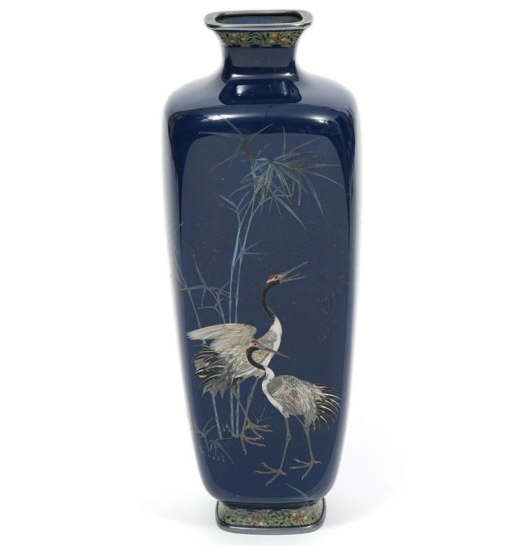 Japanese Cloisonne Cranes Miniature Silver Vase (1 of 15)