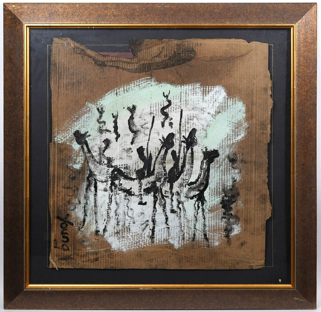 Attrb. to Purvis Young Oil on Cardboard Painting (1 of 6)