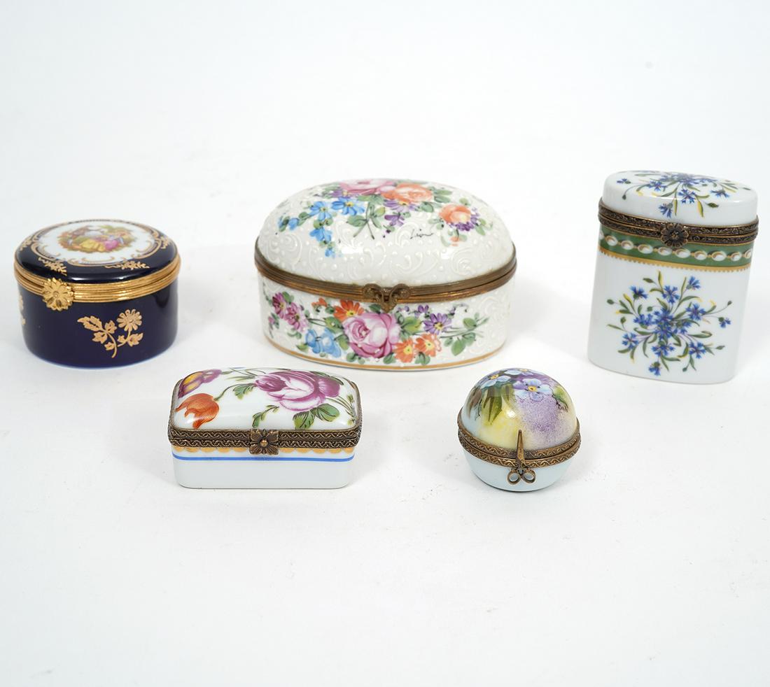 Group of Five French Limoges Trinket Boxes (1 of 7)