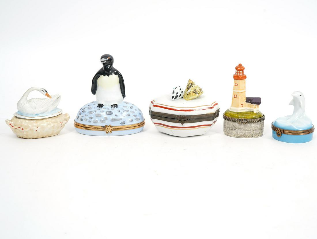 Group of 5 Figural Porcelain Trinket Boxes (1 of 4)