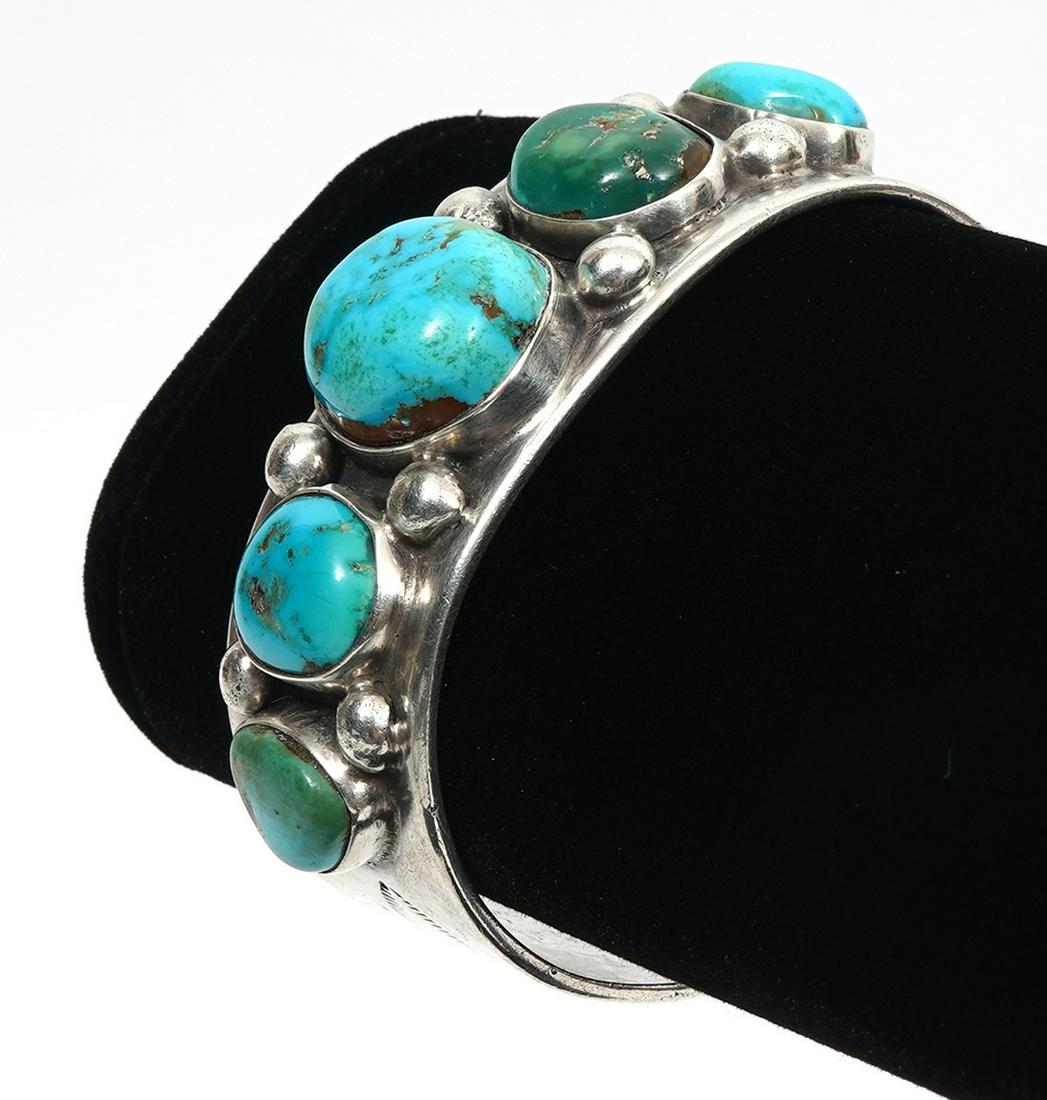 Navajo Sterling Turquoise Cuff Bracelet Signed (1 of 6)