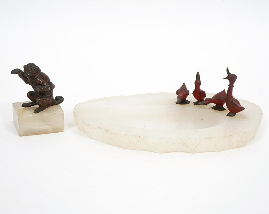 Quartz and Figural Bronze Dish & Paperweight (1 of 7)