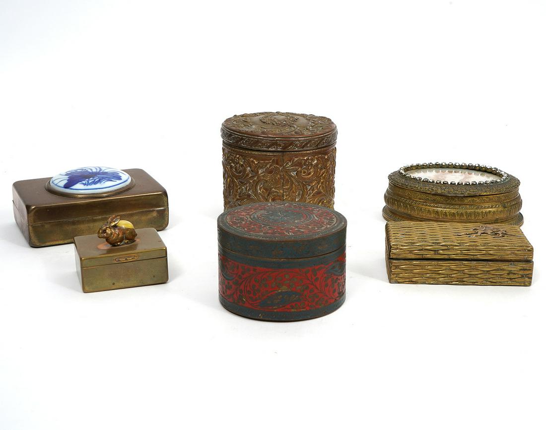 Mixed Group of 6 Small Brass Boxes (1 of 13)