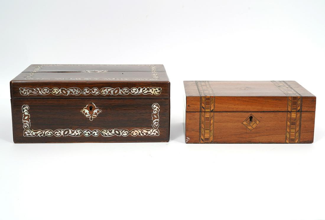 Two Inlay Wood Storage Boxes (1 of 13)