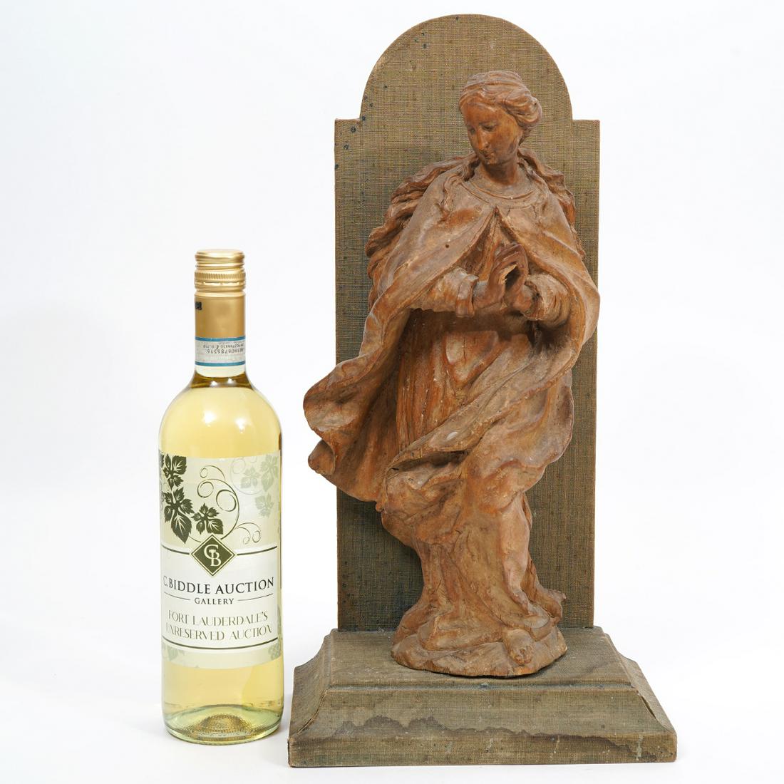 Carved Wood Madonna Figure With Wall Mounted Stand (1 of 11)