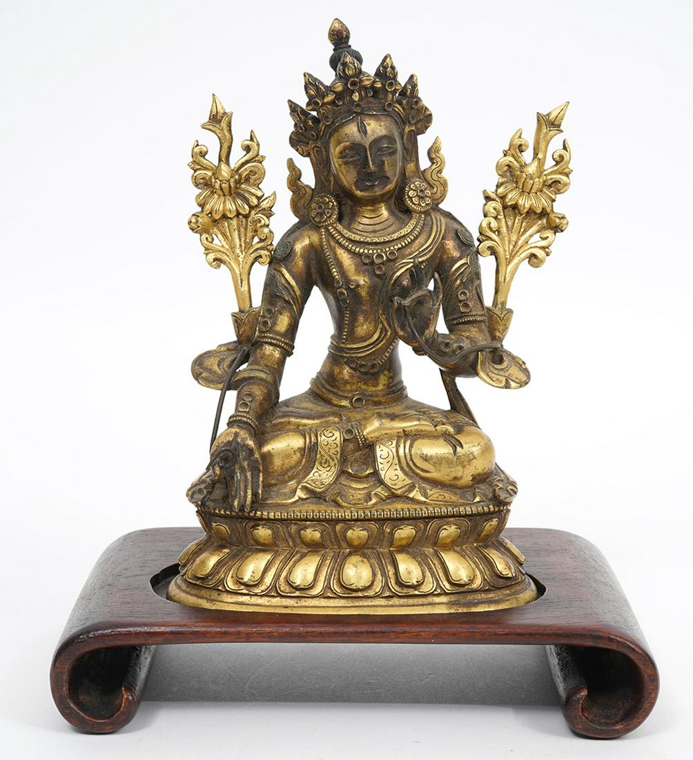 Bronze Tibetan Vajrasattva Buddha Figure w/ Stand (1 of 12)