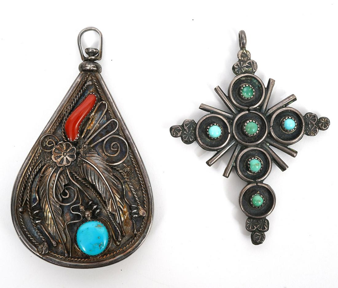 Two Southwest Style Pendants With Polished Stones (1 of 4)