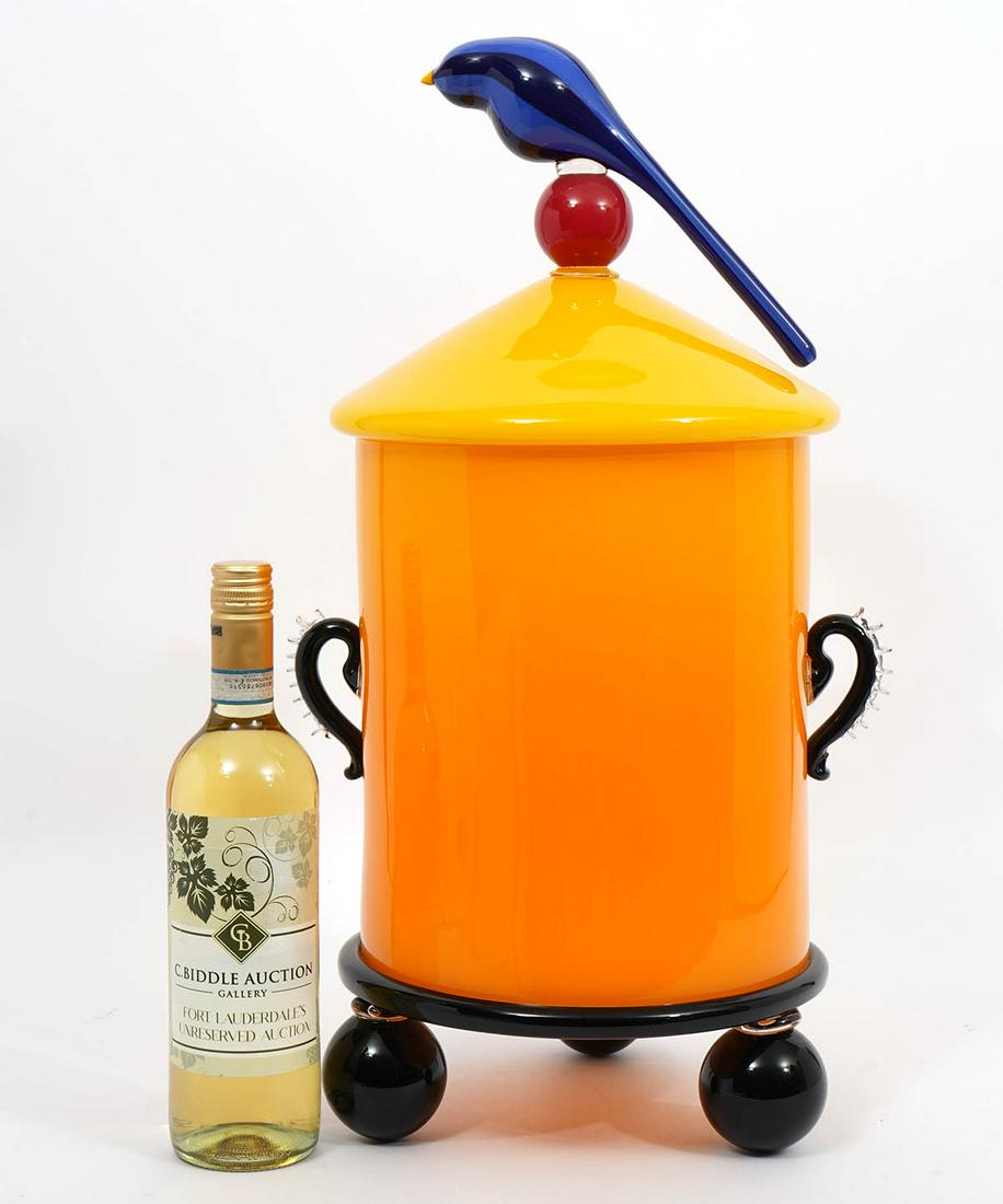 David Levi LARGE Art Glass Covered Vase (1 of 10)