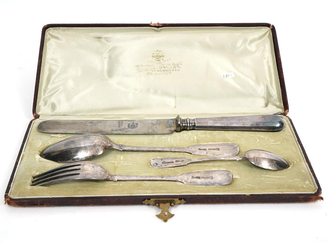 Russian Silver Set Knife, Spoons & Fork (1 of 11)