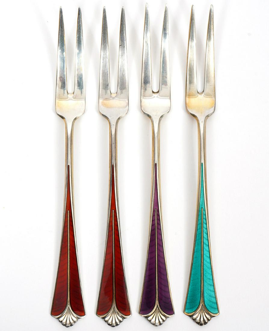 4 David Andersen Norwegian Enameled Sterling Forks (1 of 5)