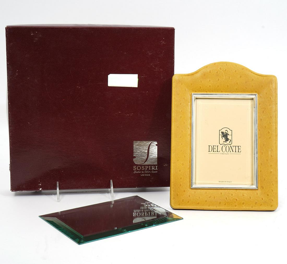 Del Conte Italian Sterling & Ostrich Leather Frame (1 of 6)