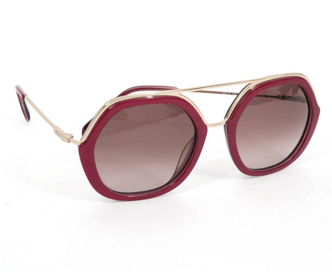 Emilio Pucci Pink Women's Sunglasses: Emilio Pucci sparkling pink women's sunglasses, made in Italy. Lens width approximately 50mm. Condition report: Good condition, no issues, please examine all photos closely. Contact C. Biddle Auction 