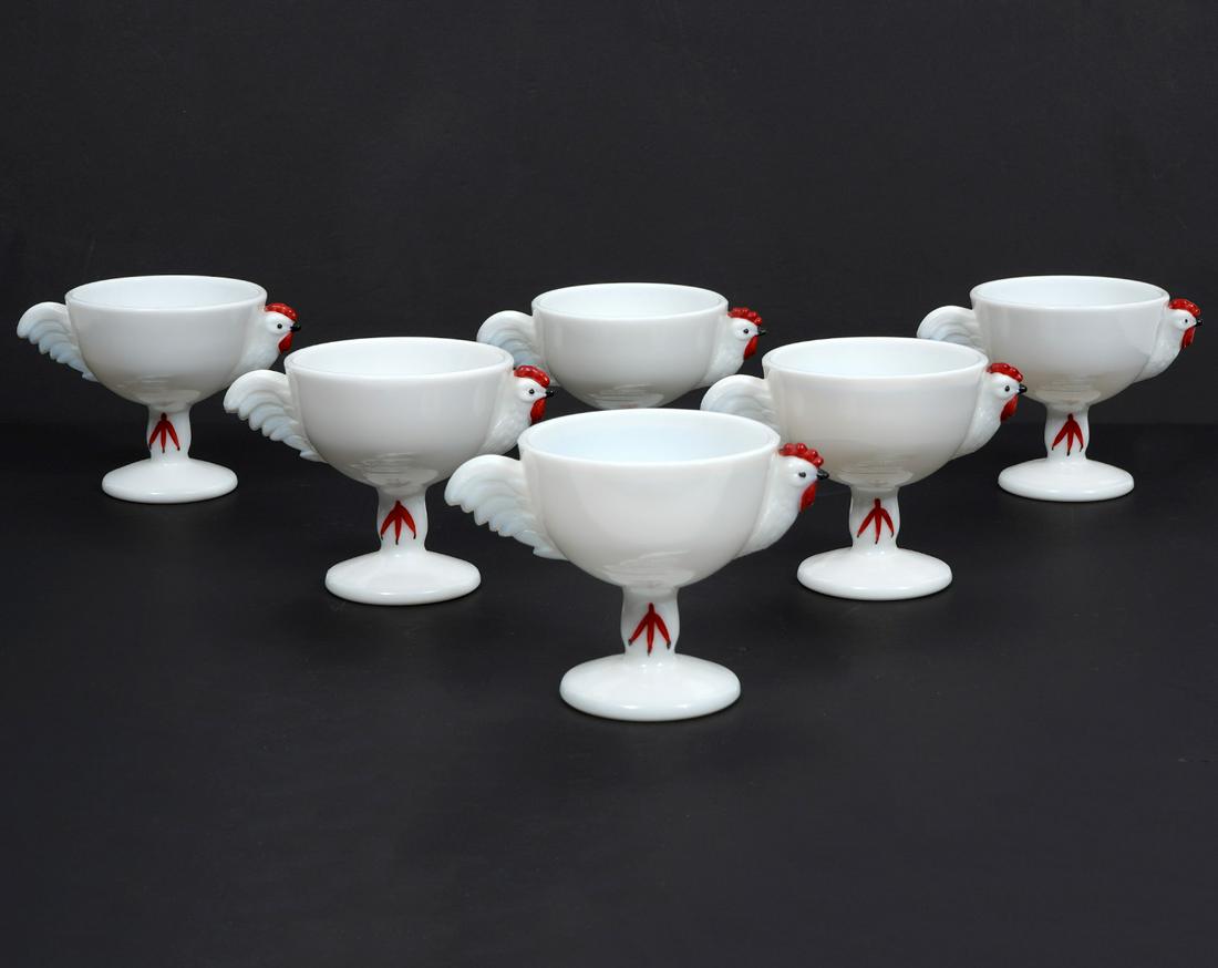 6 Westmoreland Milk Glass Chicken Egg Cups (1 of 10)