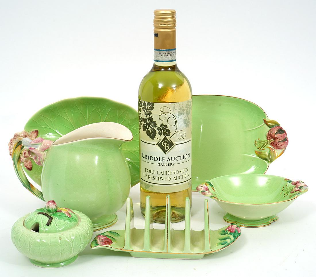 6Pc Pastel Green Flower and Leaf Porcelain Items (1 of 14)