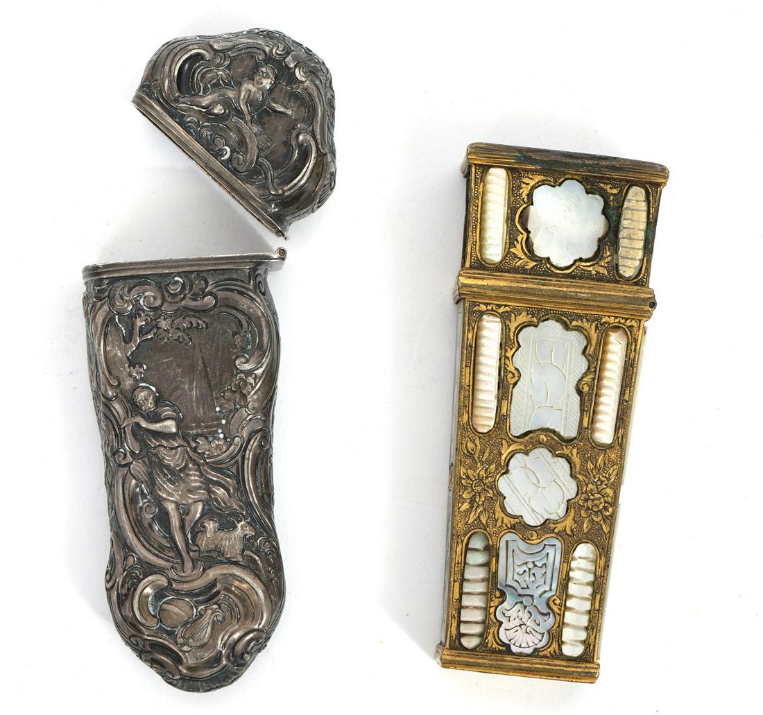 Mother of Pearl Brass Lighter & Repousse Case (1 of 14)