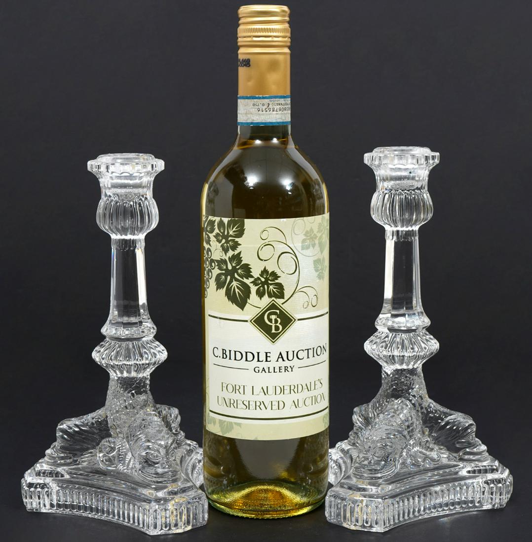 Pair of Tiffany & Co Crystal Dolphins Candlesticks (1 of 9)