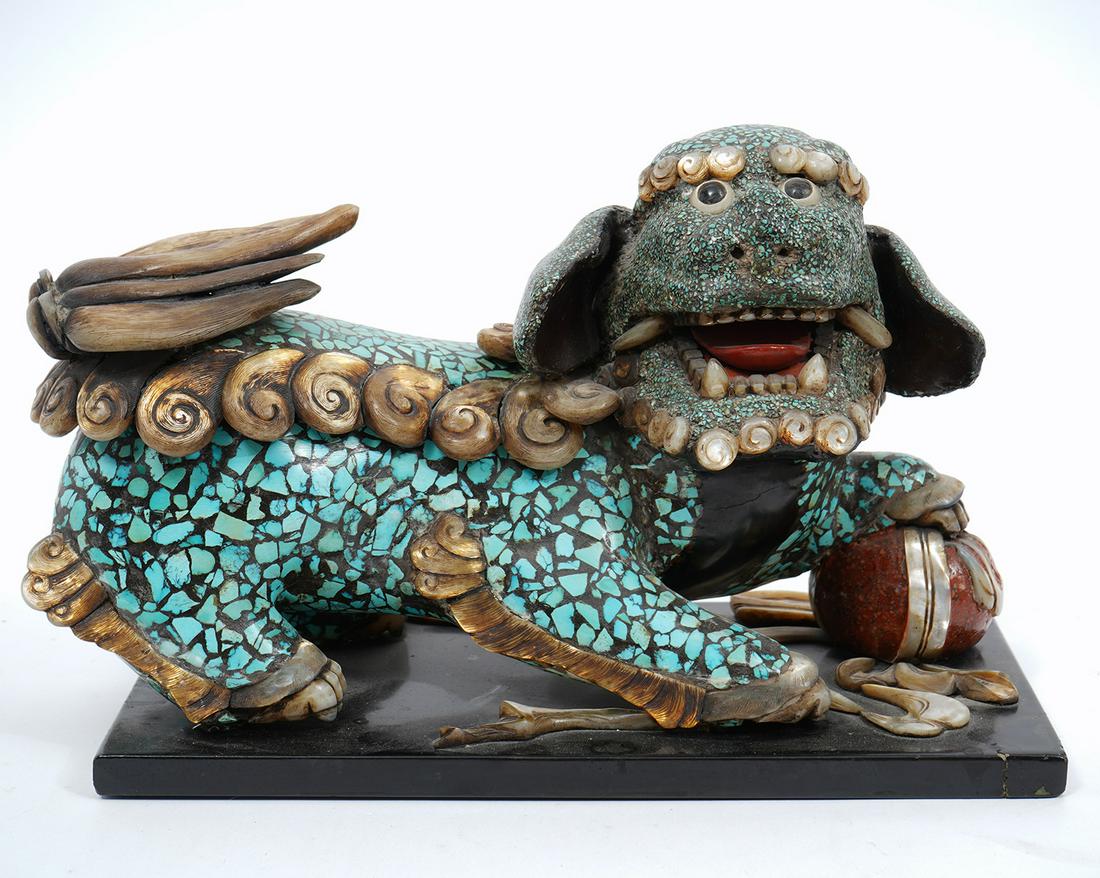 Unusual Chinese Mixed Stone Foo Dog (1 of 10)