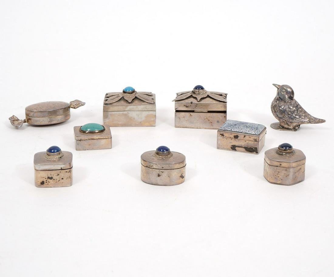 Group of 10 Mexican Silver Pill Boxes (1 of 5)