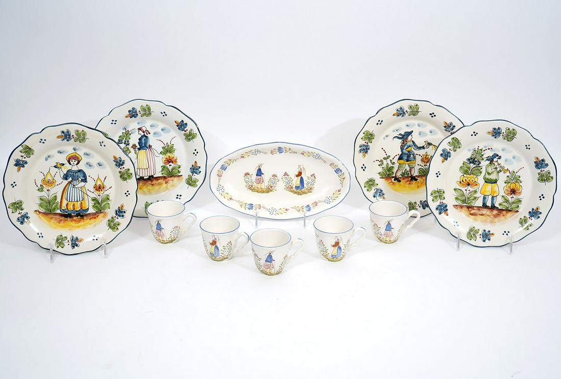 10Pc French / Portuguese Ceramic Cups & Plates (1 of 9)
