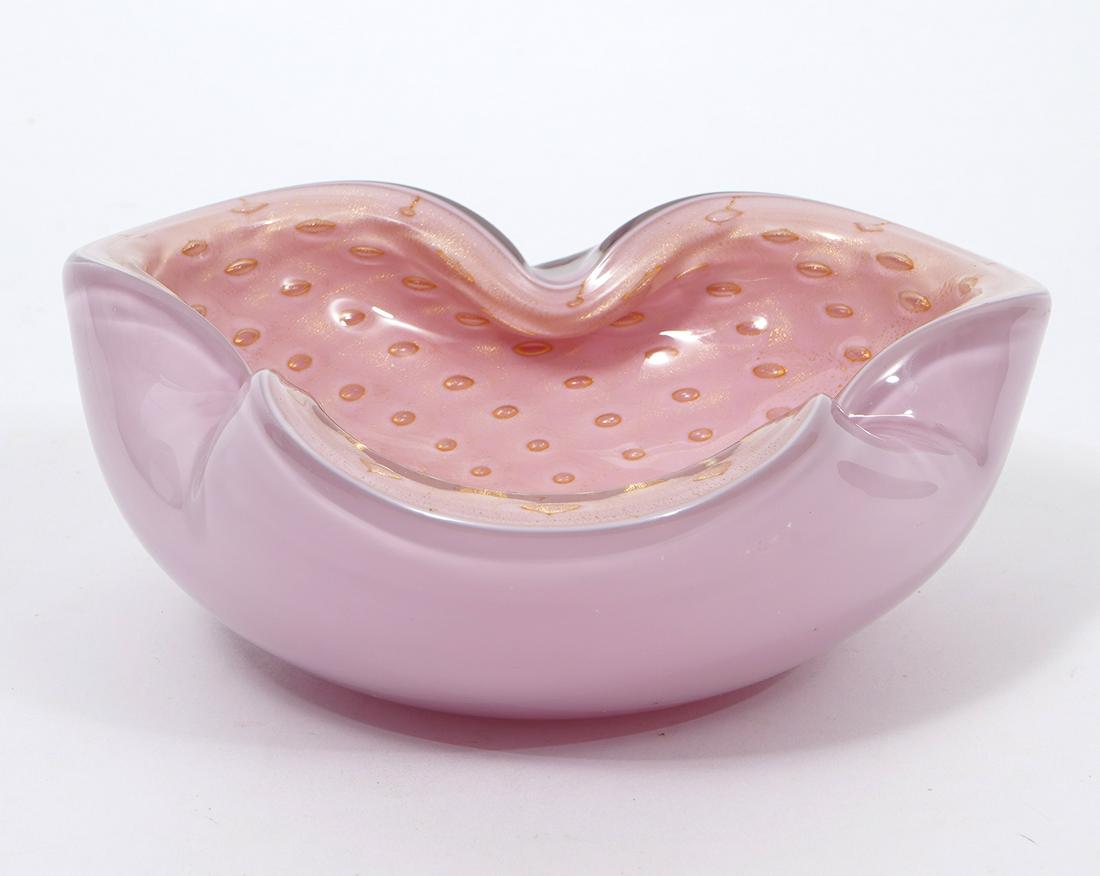 Murano Style Art Glass Pink & Gold Ashtray (1 of 5)