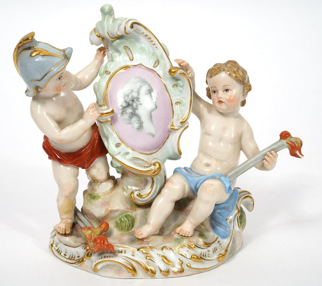 Meissen Putti & Cartouche Porcelain Figure (1 of 6)