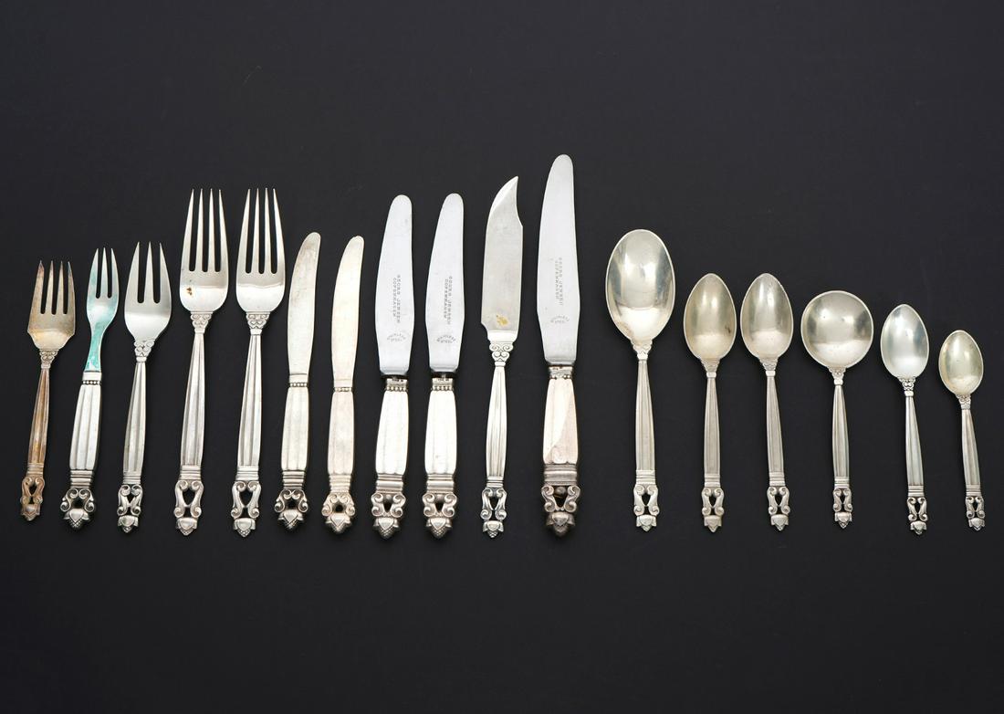 18Pc Georg Jensen Sterling Silver Acorn Flatware (1 of 9)