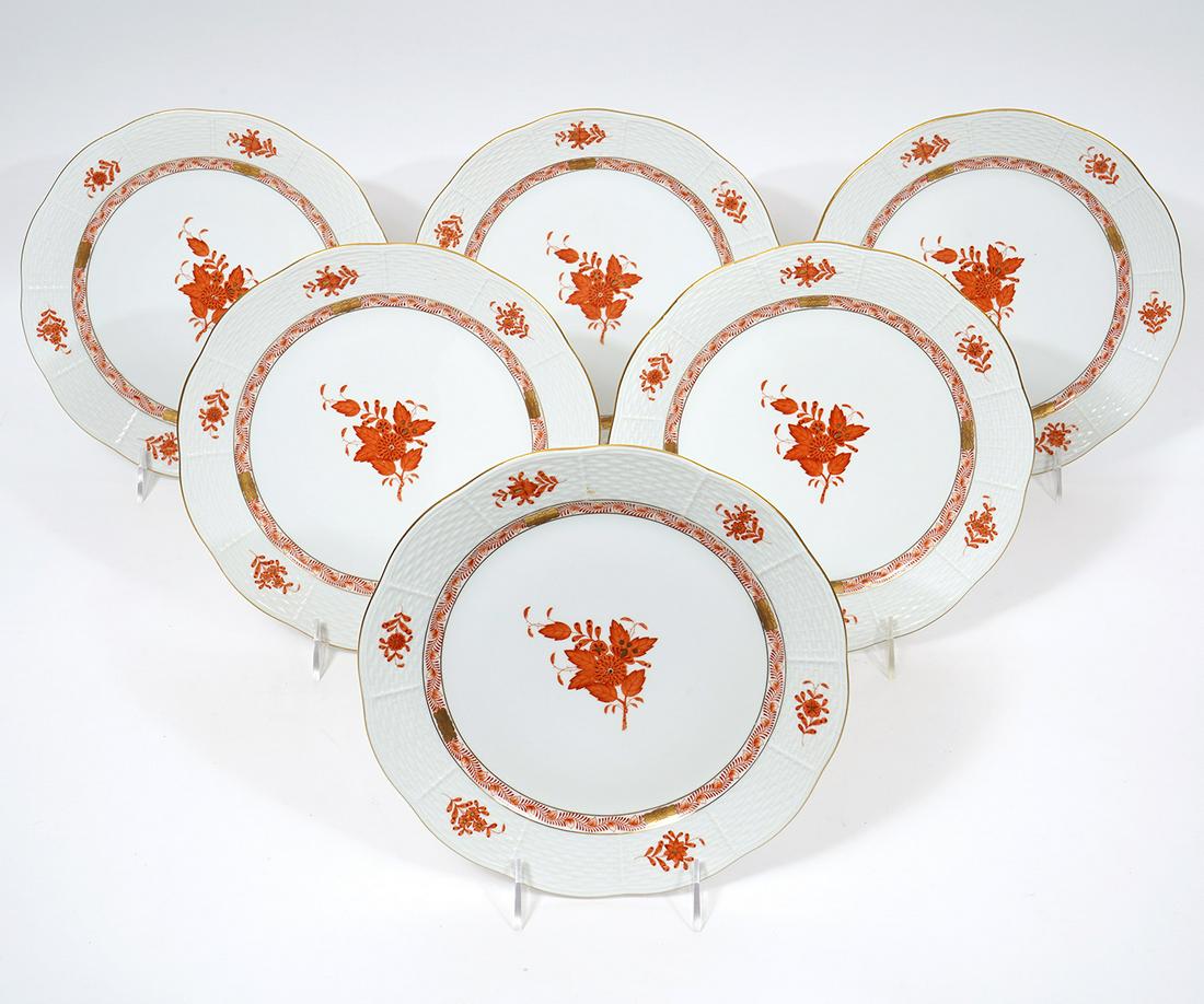 Six Herend "Apponyi Orange" Dinner Plates (1 of 3)