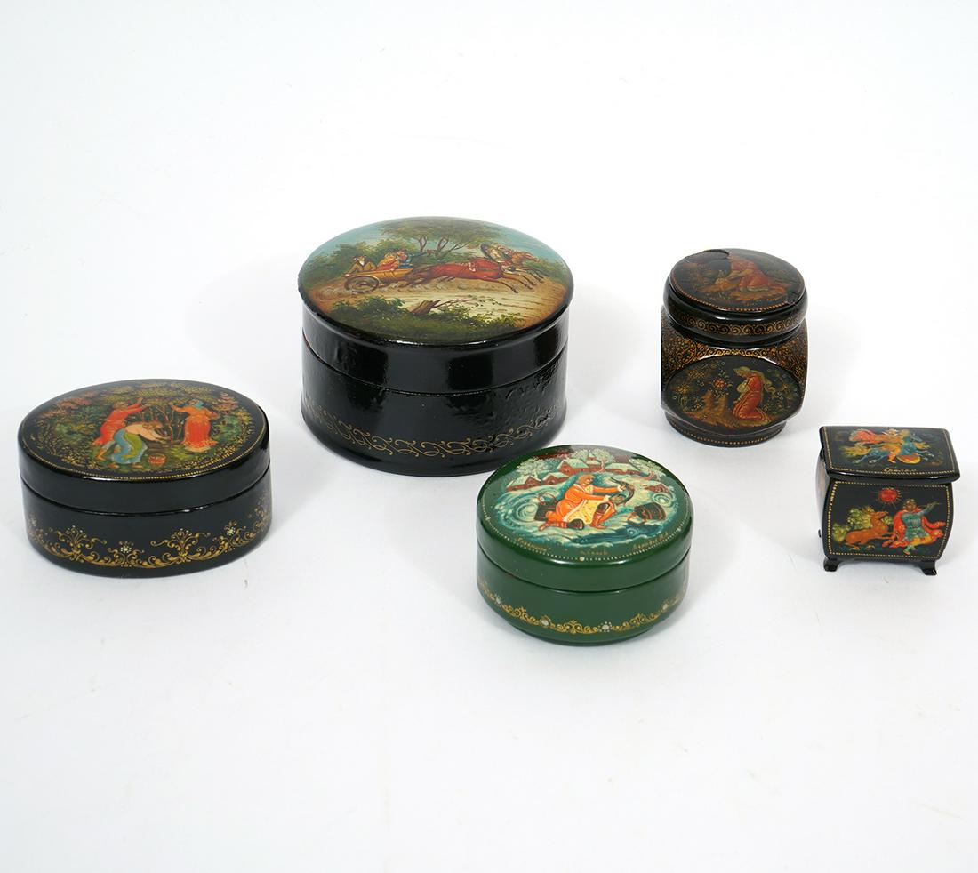 Five Russian Lacquer Fairytale Trinket Boxes (1 of 10)