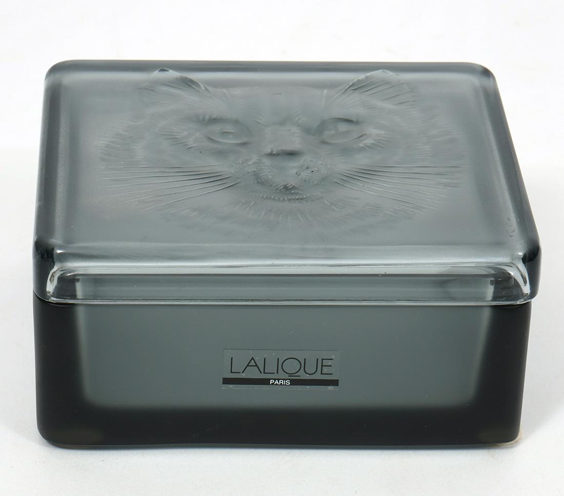 Lalique Frosted Grey Lidded Crystal Box (1 of 7)