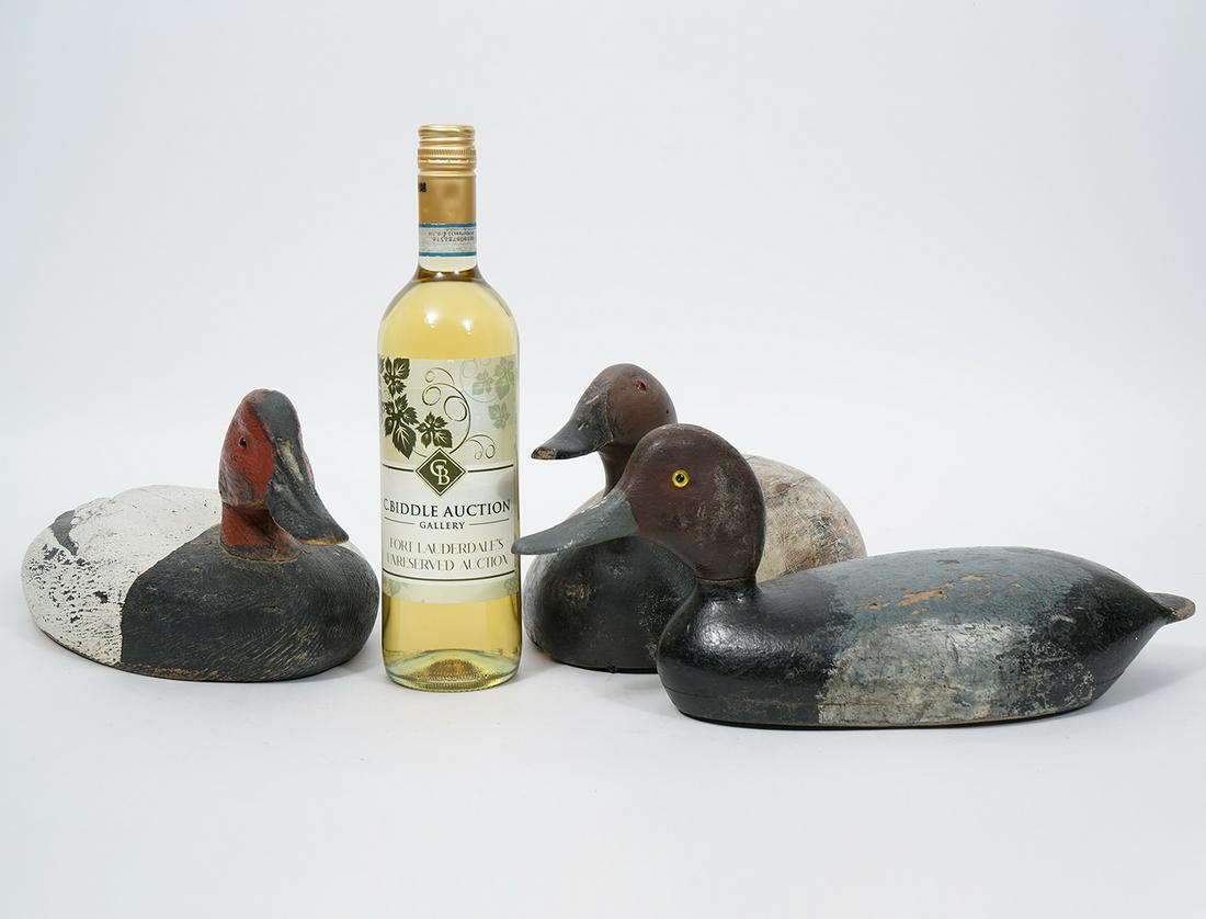 Three Hand Carved Wood Duck Decoys (1 of 12)