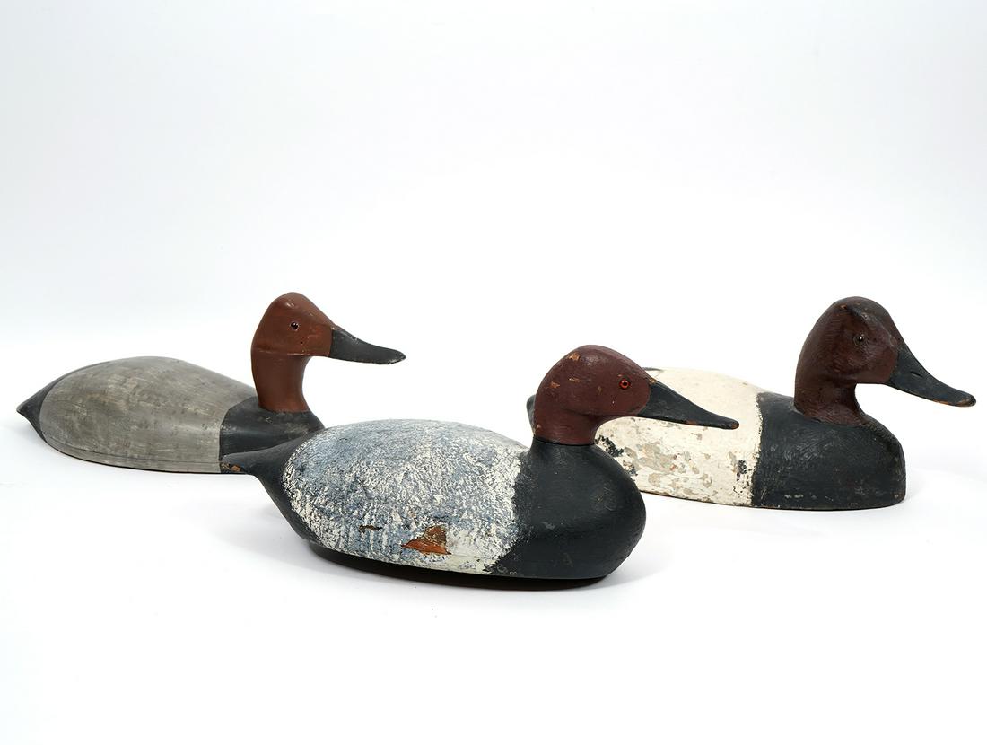 Three Hand Carved Wood Duck Decoys (1 of 10)